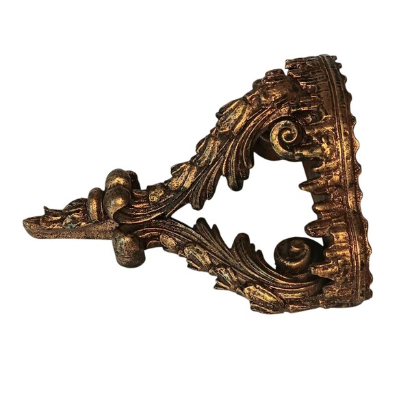 Vintage Wall Shelf Gold Ornate Italian Rococo Hollywood Regency Plastic 9x8x4.5 - Picture 4 of 16